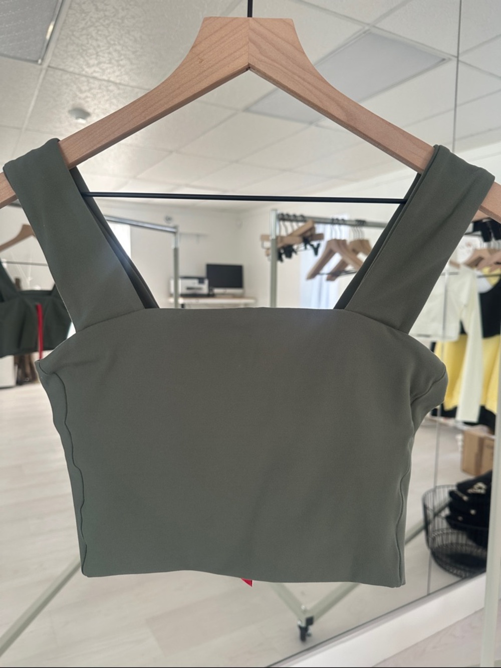Left On Friday Olive Square Neck Crop Top